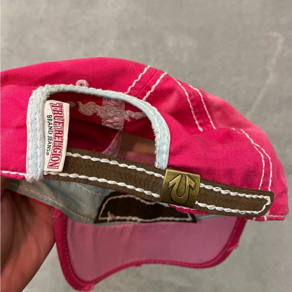 VTG True Religion Embellished Embroidered Cap Hat Buddha Retro Pink One Size - Picture 7 of 7